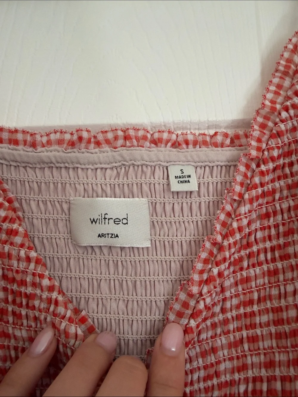 Aritzia smocked gingham